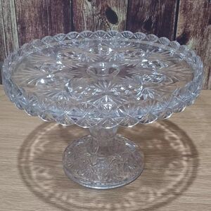 Elegant Vintage Clear Glass Cake Stand